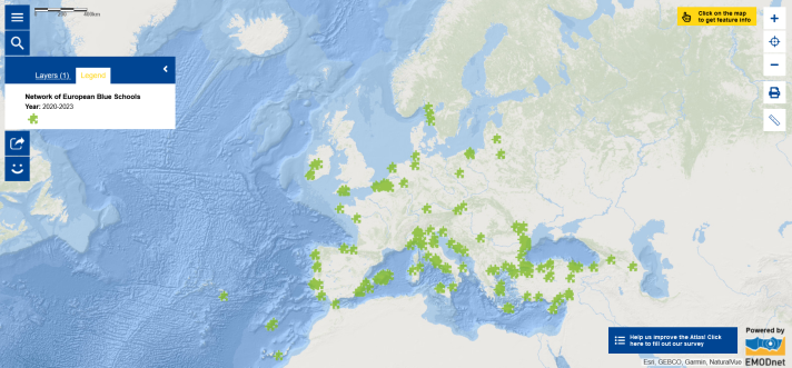Network of European Blue Schools map 